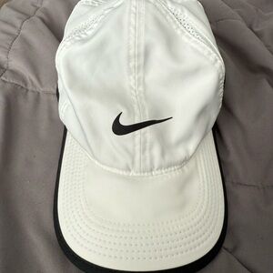 Nike White and Black Featherlight Dri-fit hat